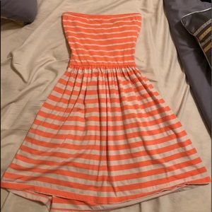 Striped strapless dress
